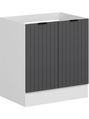 Alvinka Mutfak Modül Mbr_b Alt 2k 80CM Evye Dolap Beyaz Antrasit Suntalam