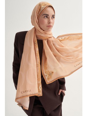 Carell Luxe Monogram Floş Şal Somon