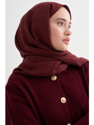 Carell Monogram Desen Liora Pamuk Şal Bordo