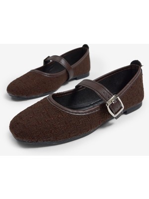 Tonny Black Kadın Kahverengi Kadın Üstten Kemerli Bantlı Tokalı Günlük Babet