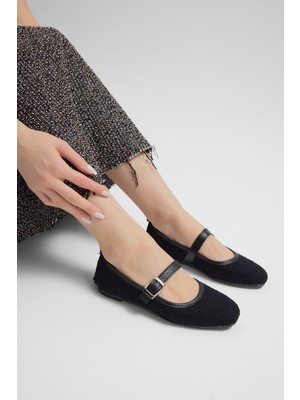 Tonny Black Kadın Siyah Kadın Üstten Kemerli Bantlı Tokalı Günlük Babet