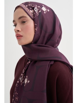 Carell Luxe Monogram Floş Şal Mürdüm