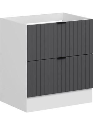 Alvinka Mutfak Modül Mbr_b Alt 2ç 80CM Evye Dolap Beyaz Antrasit Suntalam