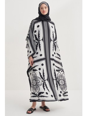 Carell Atlas Siyah Floş Kaftan