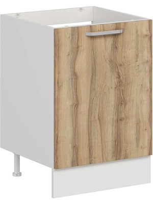 Alvinka Mutfak Modül Duz Alt 1k 60CM Evye Dolap Beyaz Dore Suntalam