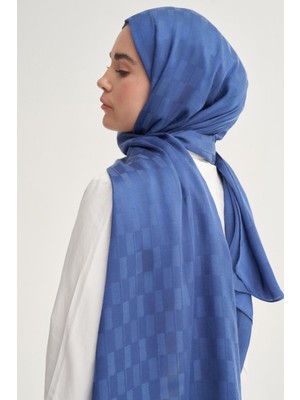 Carell Küpçizgi Jakar Italyan Ipekli Şal Indigo