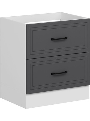 Alvinka Mutfak Modül Mbr_a Alt 2ç 80CM Evye Dolap Beyaz Antrasit Suntalam