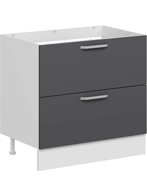 Alvinka Mutfak Modül Duz Alt 90CM Suntalam Malzeme Beyaz Antrasit Fonksiyonel Dolap