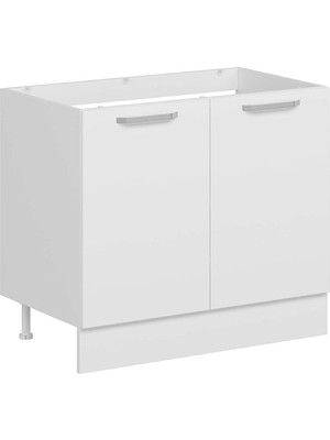 Alvinka Mutfak Modül Duz Alt 2k 100CM Evye Dolap Beyaz Beyaz Mdf