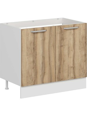 Alvinka Mutfak Modül Duz Alt 2k 100CM Evye Dolap Beyaz Dore Mdf