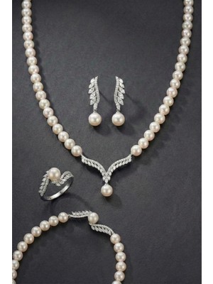 Birinci1926 925 Ayar Gümüş Doğal Inci Set