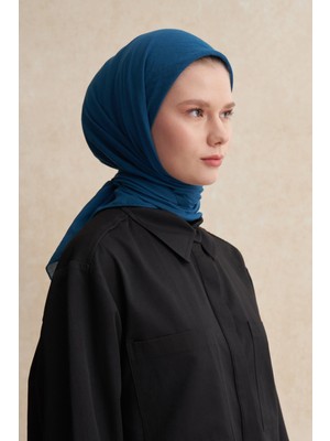 Carell Organik Kırışık Eşarp Petrol Mavisi