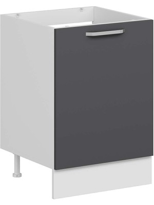 Alvinka Mutfak Modül Duz Alt 1k 60CM Evye Dolap Beyaz Antrasit Suntalam