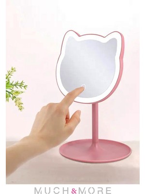 PremiumPort Dokunmatik LED Makyaj Aynası, Masa Üstü, Pil ile Çalışır, 29X15 cm