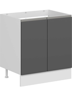 Alvinka Mutfak Modül Hg_j Alt 2k 80CM Evye Dolap Beyaz Antrasit Suntalam