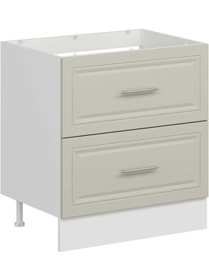 Alvinka Mutfak Modül Mbr_c Alt 2ç 80CM Evye Dolap Beyaz Kumtaşı Suntalam