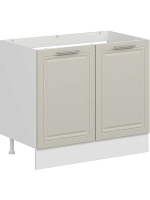 Alvinka Mutfak Modül Mbr_c Alt 2k 100CM Evye Dolap Beyaz Kumtaşı Suntalam