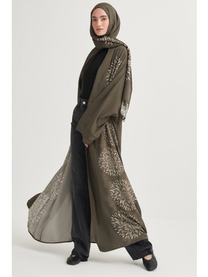Carell Lumira Premium Floş Abaya Haki