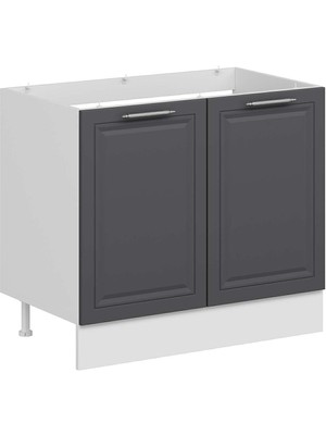 Alvinka Mutfak Modül Mbr_c Alt 2k 100CM Evye Dolap Beyaz Antrasit Mdf