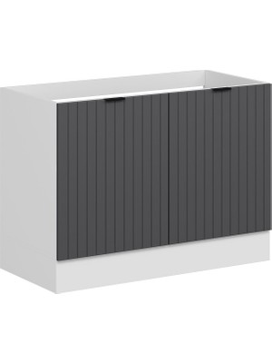 Alvinka Mutfak Modül Mbr_b Alt 2k 120CM Evye Dolap Beyaz Antrasit Mdf