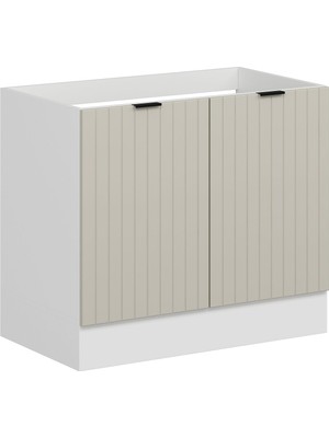 Alvinka Mutfak Modül Mbr_b Alt 2k 100CM Evye Dolap Beyaz Kumtaşı Suntalam