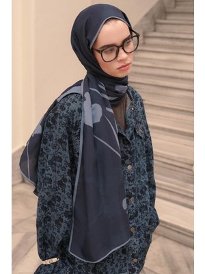 Carell Vera Monogram Floş Şal Koyu Lacivert