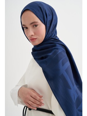 Carell Geometrik Desen Liora Pamuk Şal Lacivert