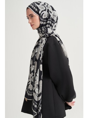 Carell Moon Monogram Floş Şal Siyah