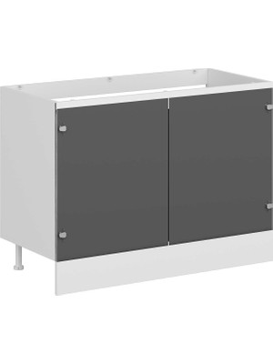 Alvinka Mutfak Modül Hg_j Alt 2k 120CM Evye Dolap Beyaz Antrasit Mdf