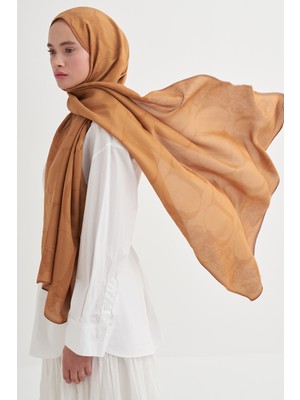 Carell Floral Monogram Floş Şal Hardal