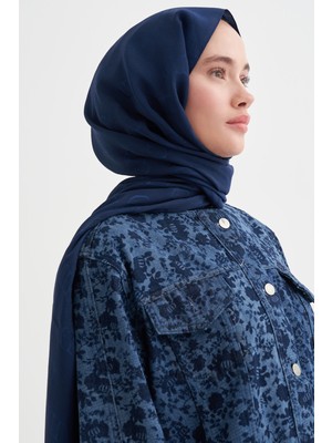 Carell Monogram Desen Liora Pamuk Şal Lacivert