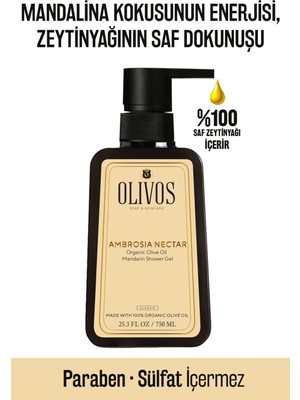 Olivos %100 Doğal Mandalina Ve Zeytinyağlı Banyo Ve Duş Jeli Kuru Cilt Nemlendirici Ve Besleyici 750 ml