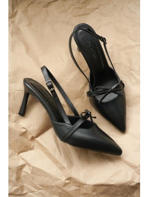 Kadın Sinco Fiyonklu Topuklu Ayakkabı - Siyah-Deri