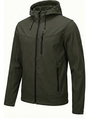 Genius Store Erkek Mont Içi Polarlı Softshell Mont Su ve Rüzgar Geçirmez Kapüşonlu Spor Mont