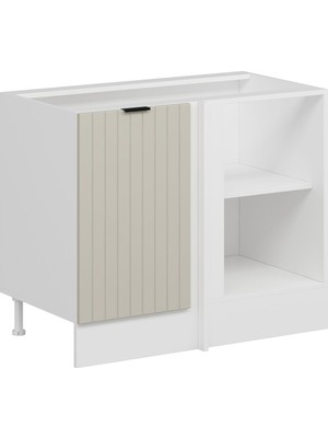 Alvinka Mutfak Modül Mbr_b Alt 1K1R 105CM Köşe Dolap Beyaz Kumtaşı Mdf