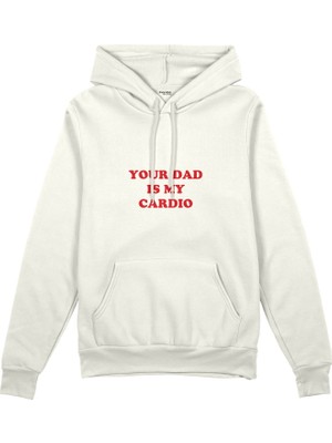 The Lucid Lab Your Dad Is My Cardio  Oversize Hoodie - Beyaz