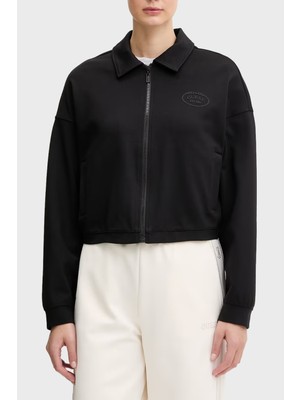 Guess Logolu Regular Fit Klasik Yaka Scuba Ceket V6RQ17KD822 Bayan Ceket V6RQ17 KD822 Jblk