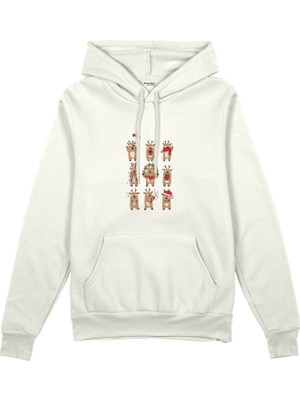 The Lucid Lab Christmas Reindeer Crew   Oversize Hoodie - Beyaz