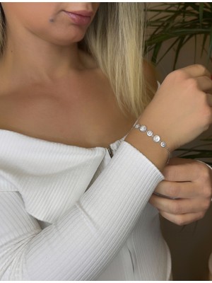 Daniel Angelson Yuvarlak Sedef Taş Detaylı Gümüş Bileklik