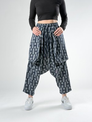 Cocopelli Oversize Desenli Kadın Avangard Şalvar COC2765