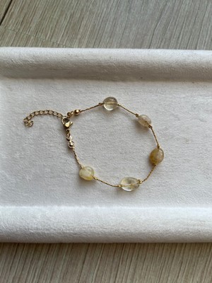 Pel Design Amorf Sitrin Taşı Çelik Bileklik El Yapımı