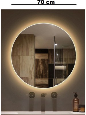 PremiumPort 70 cm Çapında Günışığı Led'li Duvar Aynası, Banyo ve Lavabo Için Şık Tasarım