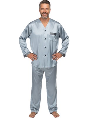 Oppland Erkek Pijama Takımı Saten Kumaş Şık ve Modernize Model Cepli Rahat Tam Kalıp