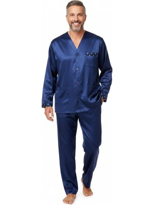 Oppland Erkek Pijama Takımı Saten Kumaş Şık ve Modernize Model Cepli Rahat Tam Kalıp
