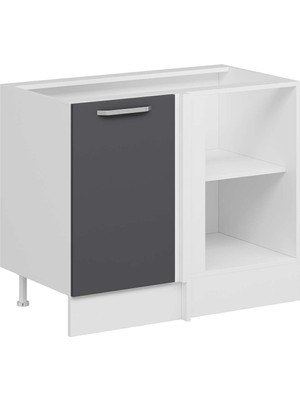 Alvinka Mutfak Modül Duz Alt 1K1R 105CM Köşe Dolap Beyaz Antrasit Mdf