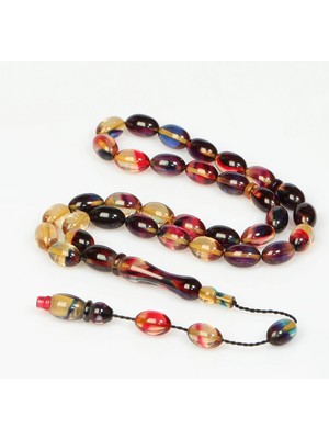 Taş Sandığı Alacalı Sıkma Kehribar Tesbih (7×11 Mm)