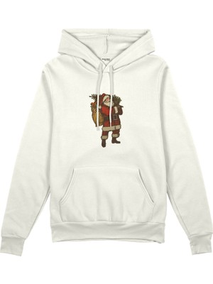 The Lucid Lab Vintage Santa Portrait Oversize Hoodie - Beyaz
