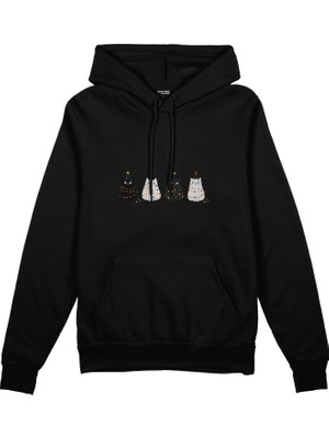 The Lucid Lab Twinkle Puffy Cats Oversize Hoodie - Siyah