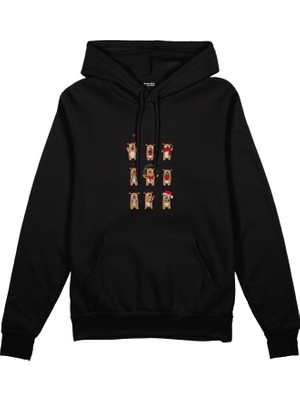 The Lucid Lab Christmas Reindeer Crew   Oversize Hoodie - Siyah