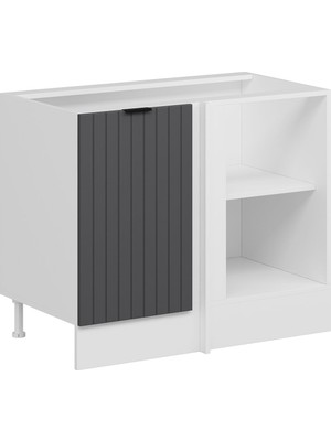 Alvinka Mutfak Modül Mbr_b Alt 1K1R 105CM Köşe Dolap Beyaz Antrasit Suntalam